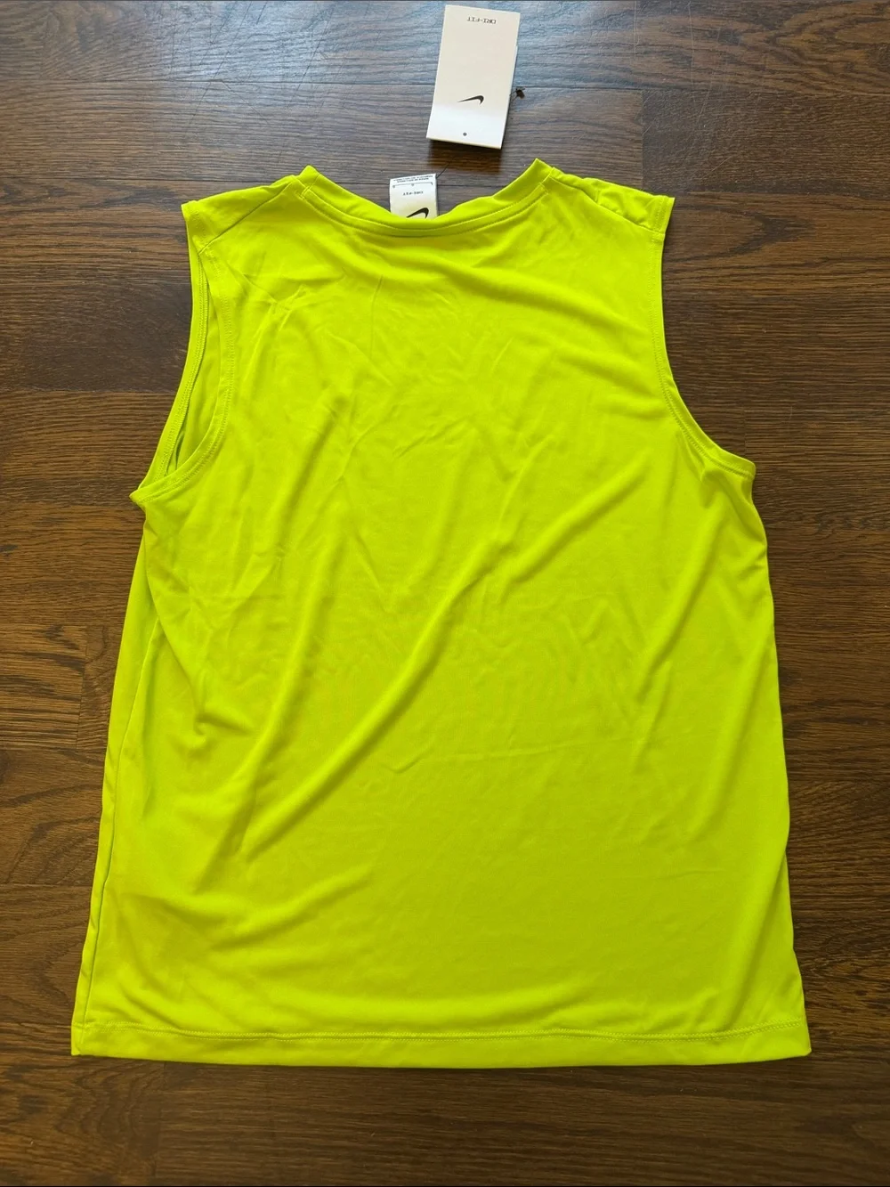 NEW Nike Dri-Fit Sleeveless Tee in Neon Yellow with Black Swoosh